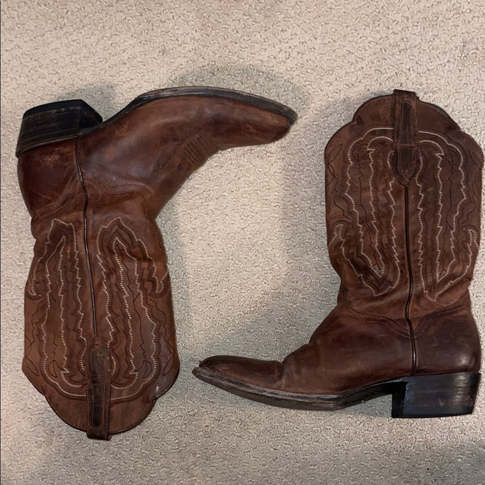J.B. Dillon Brown Cowboy Boots with Western Stitching